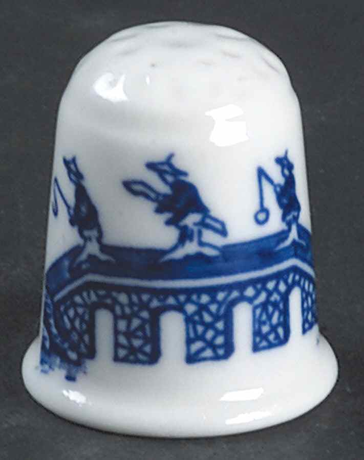 The Willow Blue (Newer, Bone) Thimble by Coalport-1