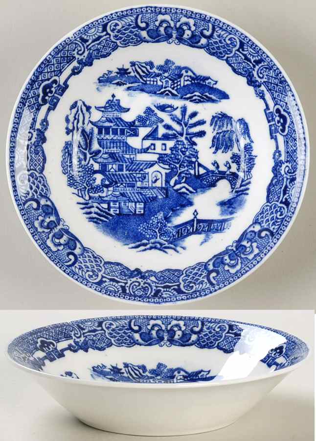The Willow Blue (Newer, Bone) Fruit/Dessert (Sauce) Bowl by Coalport-1