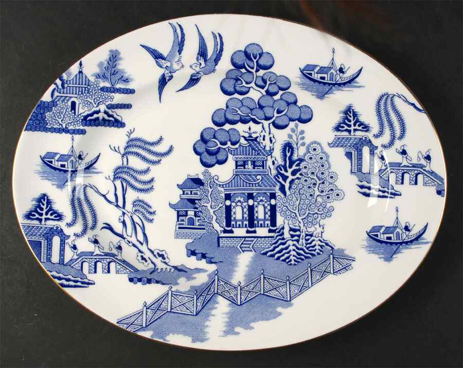 Willow 14" Oval Serving Platter by Coalport-1