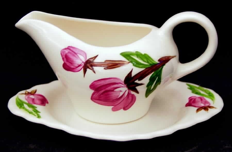 Green Arbor (Cream) Gravy Boat & Underplate by Continental Kilns-1