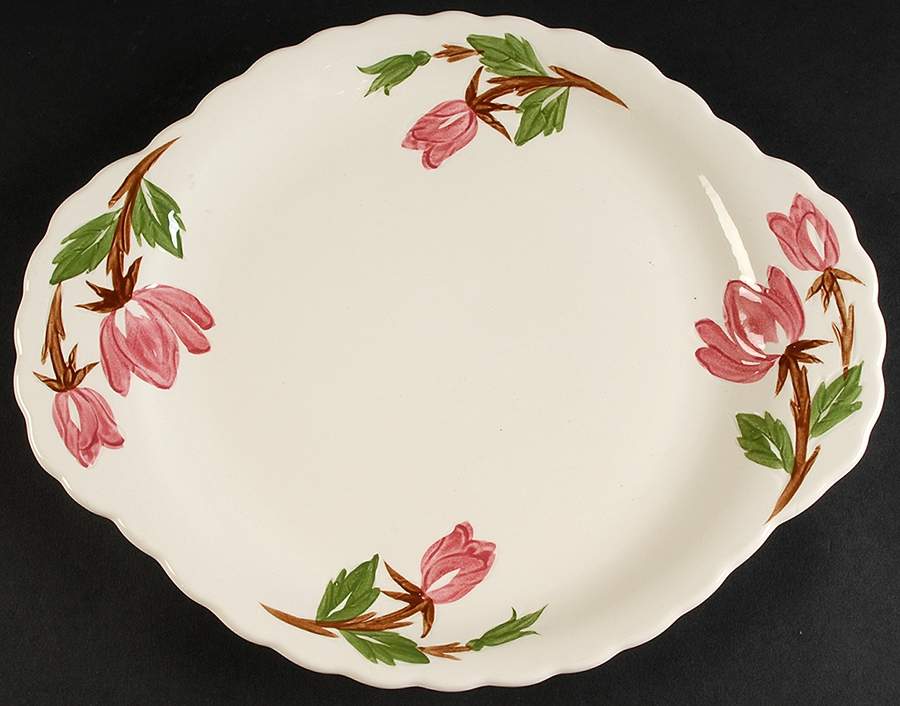 Green Arbor (Cream) 13" Oval Serving Platter by Continental Kilns-1