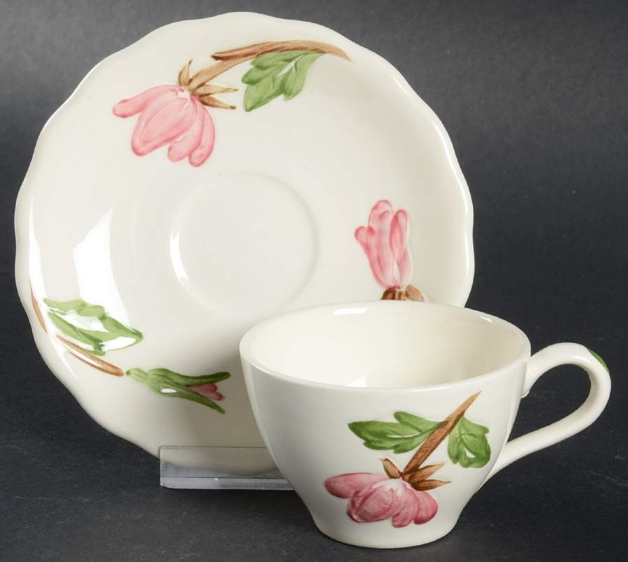 Green Arbor (Cream) Flat Demitasse Cup & Saucer Set by Continental Kilns-1