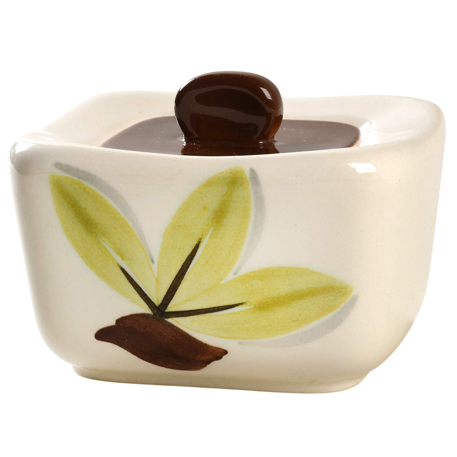 Woodleaf Sugar Bowl & Lid by Continental Kilns-1