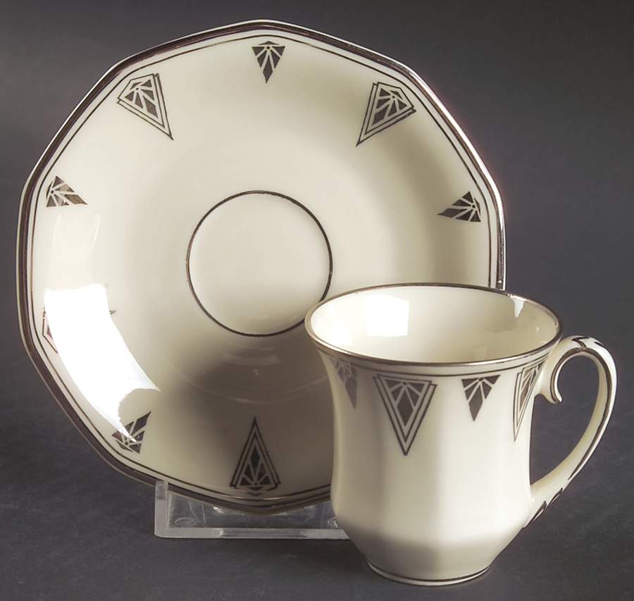 Deauville (Cream, 10 Sided) Flat Demitasse Cup & Saucer Set by Community-1