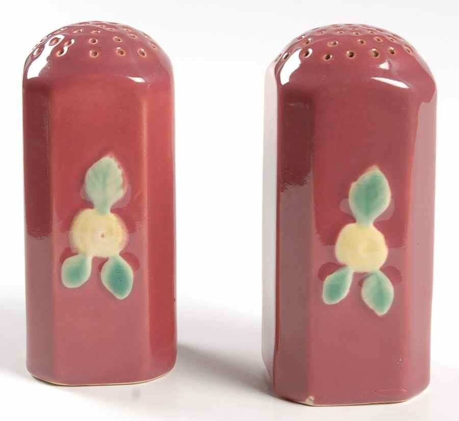 Rosebud Oversized Salt and Pepper Set by Coors Pottery-1