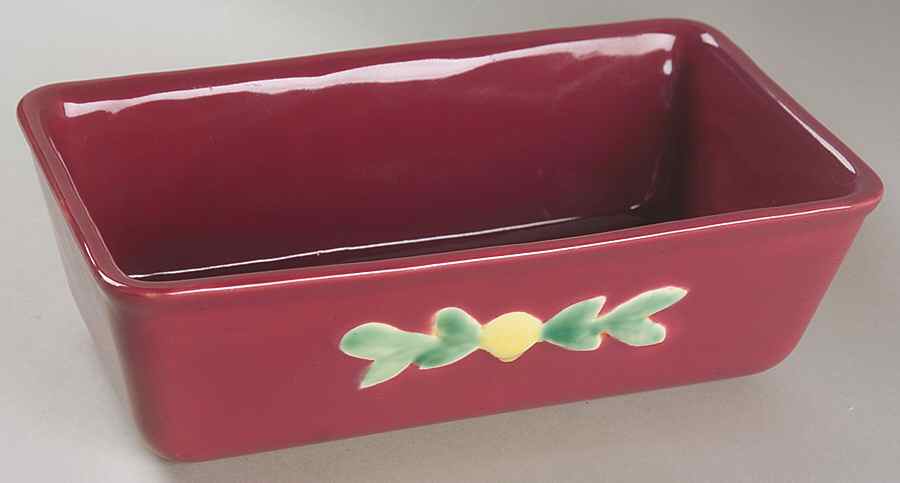 Rosebud Loaf Pan by Coors Pottery-1