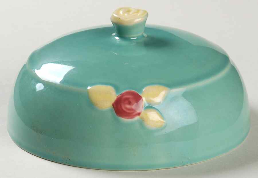 Rosebud Lid for Muffin Dish by Coors Pottery-1