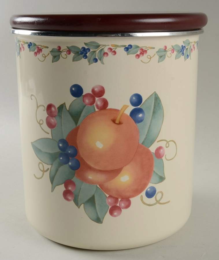 Abundance (Corelle) Large Metal Canister & Wood Lid by Corning Corelle-1
