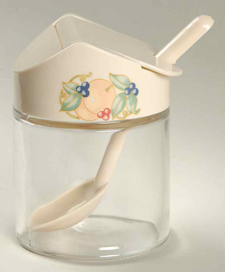 Abundance (Corelle) Glass Sugar Bowl w/Plastic Lid & Spoon by Corning Corelle-1