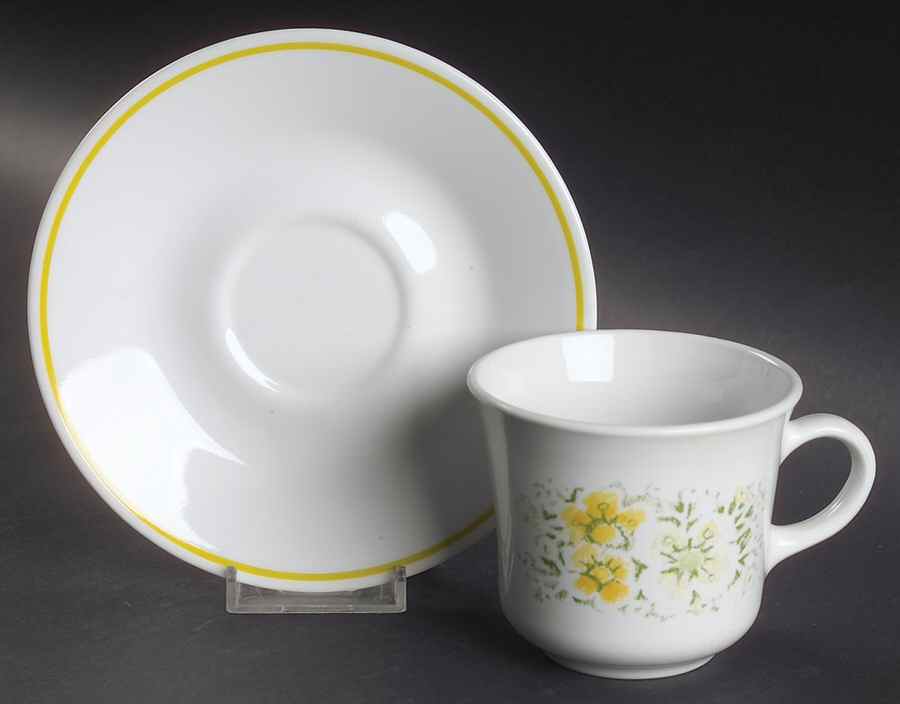April (Corelle) Flat Cup & Saucer Set by Corning Corelle-1