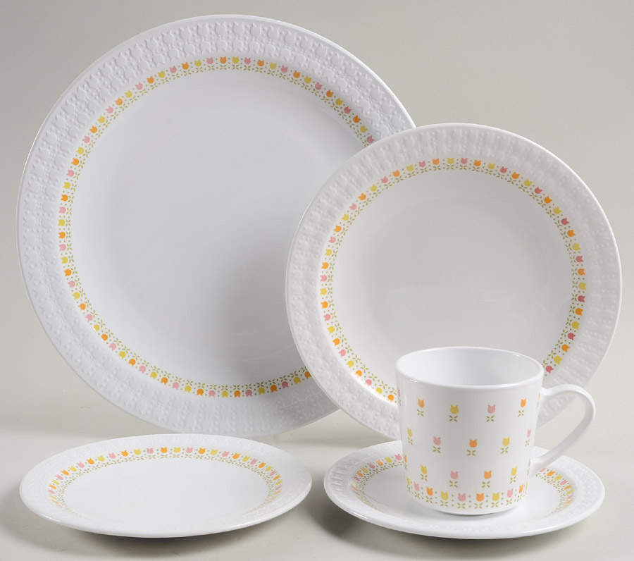 April Tulip Multicolor 40 Piece Estate Set by Corning Corelle-1