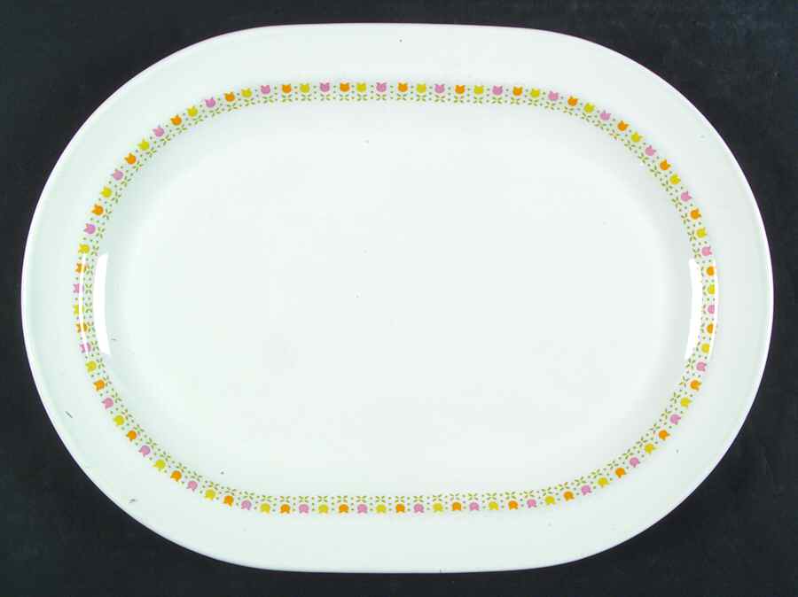 April Tulip Multicolor 12" Oval Serving Platter by Corning Corelle-1