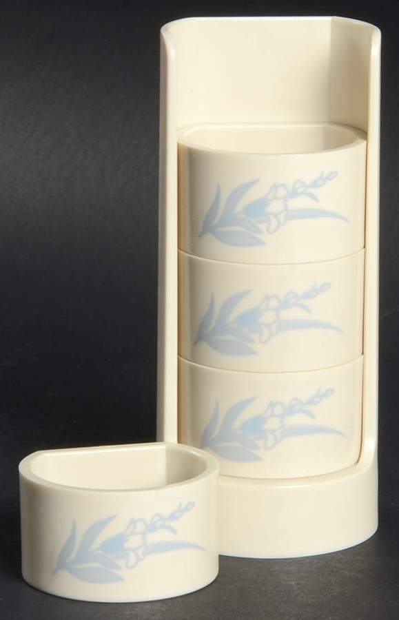 Blue Lily (Corelle) Plastic Napkin Ring - Set of 4 & Tray by Corning Corelle-1