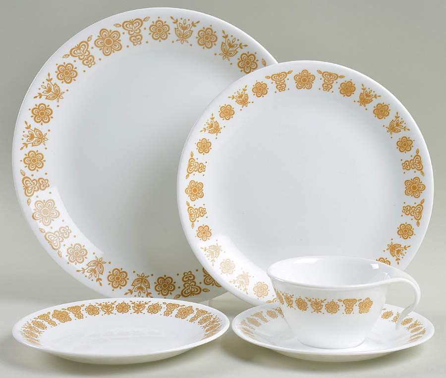 Butterfly Gold (Corelle) 5 Piece Place Setting by Corning Corelle-1