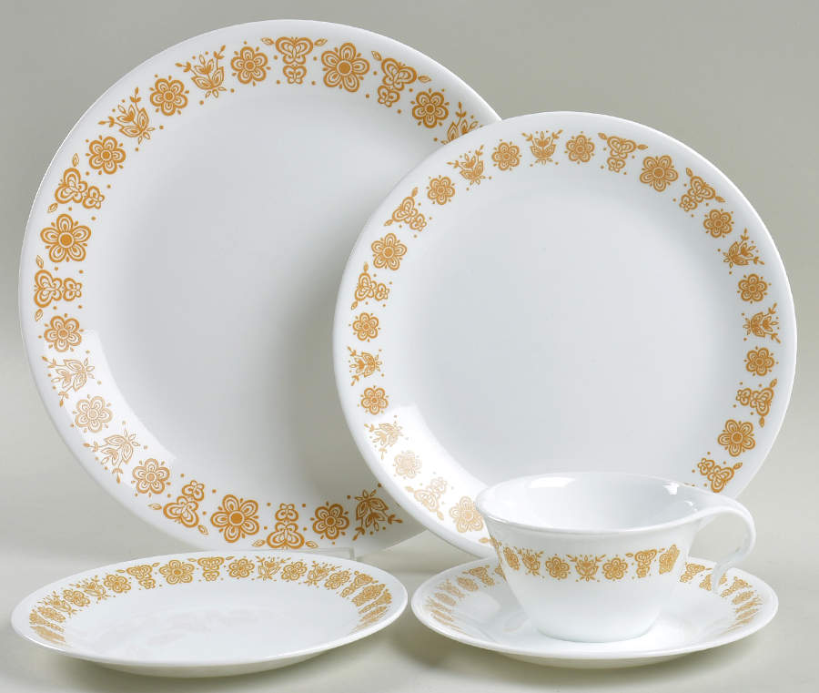 Butterfly Gold (Corelle) 40 Piece Estate Set by Corning Corelle-1