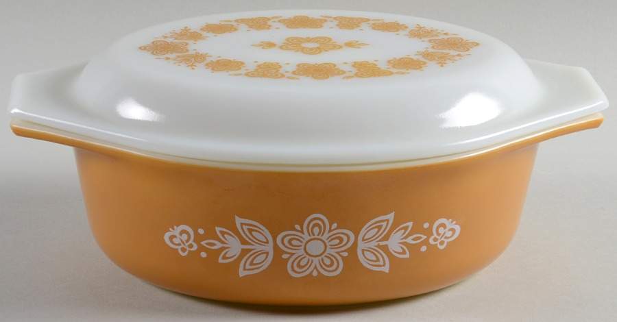 Butterfly Gold (Corelle) 1.5 Quart Oval Covered Casserole by Corning Corelle-1