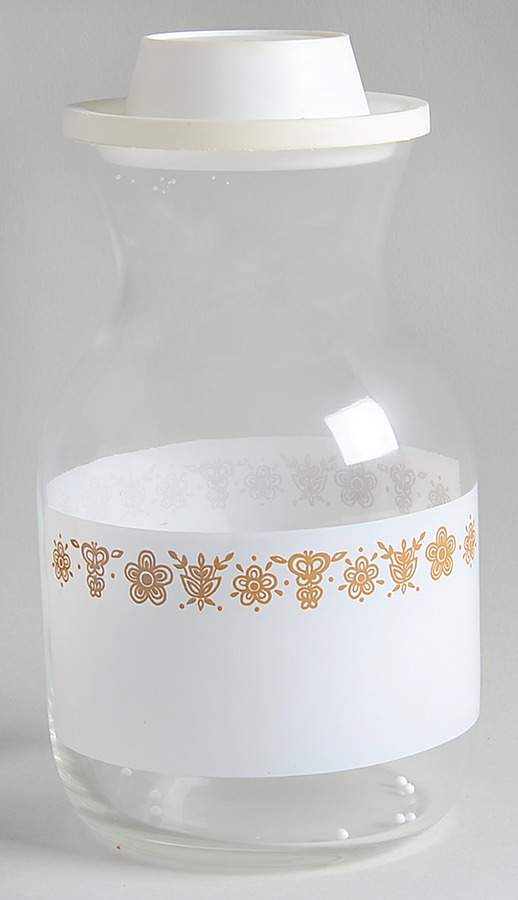 Butterfly Gold (Corelle) Glassware Carafe with Lid by Corning Corelle-1