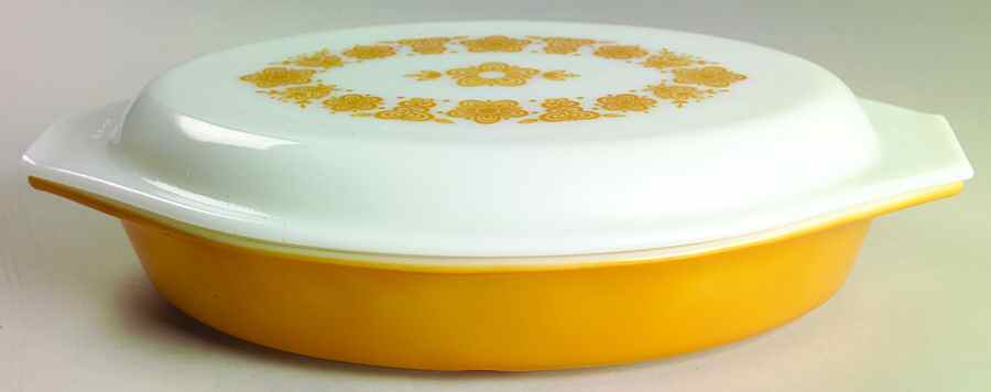 Butterfly Gold (Corelle) 1.5 Qt Oval Covered Divided Casserole by Corning Corelle-1