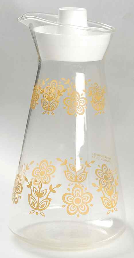 Butterfly Gold (Corelle) Glassware Carafe with Lid by Corning Corelle-1