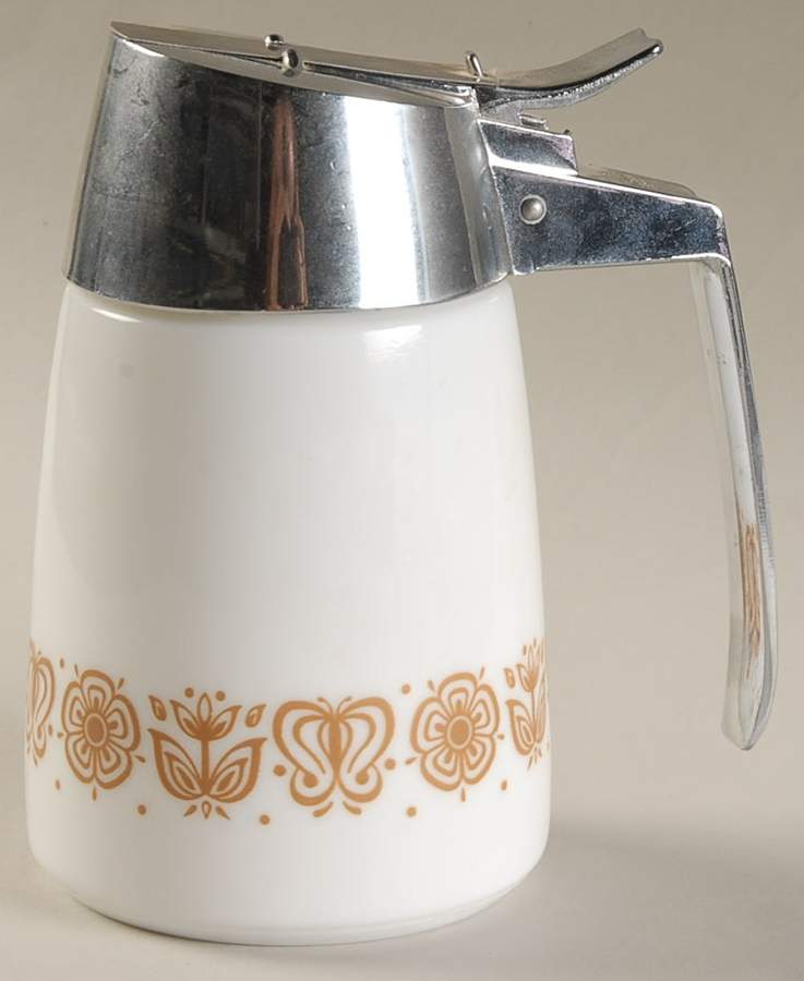 Butterfly Gold (Corelle) Glassware Syrup & Metal Lid by Corning Corelle-1