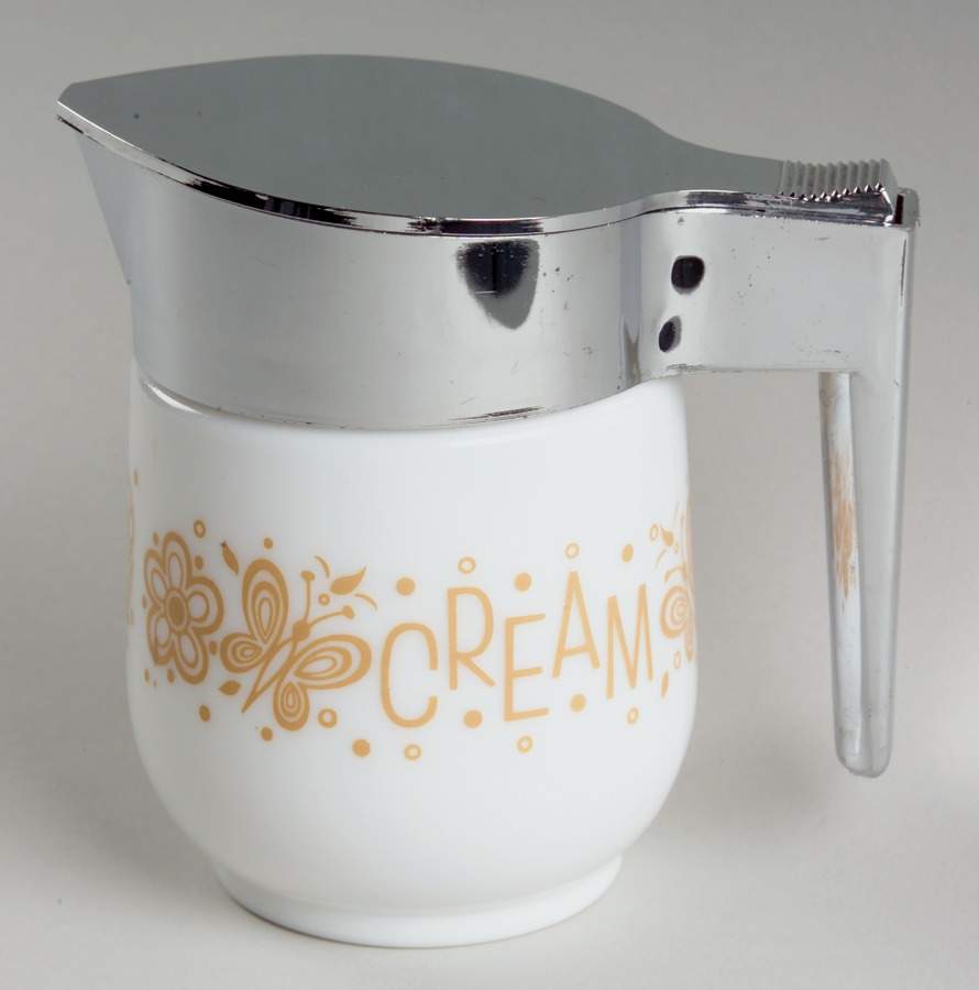 Butterfly Gold (Corelle) Creamer & Plastic Lid by Corning Corelle-1