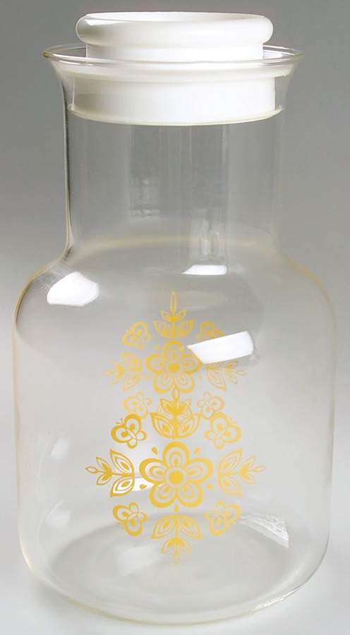 Butterfly Gold (Corelle) Glassware Carafe with Lid by Corning Corelle-1