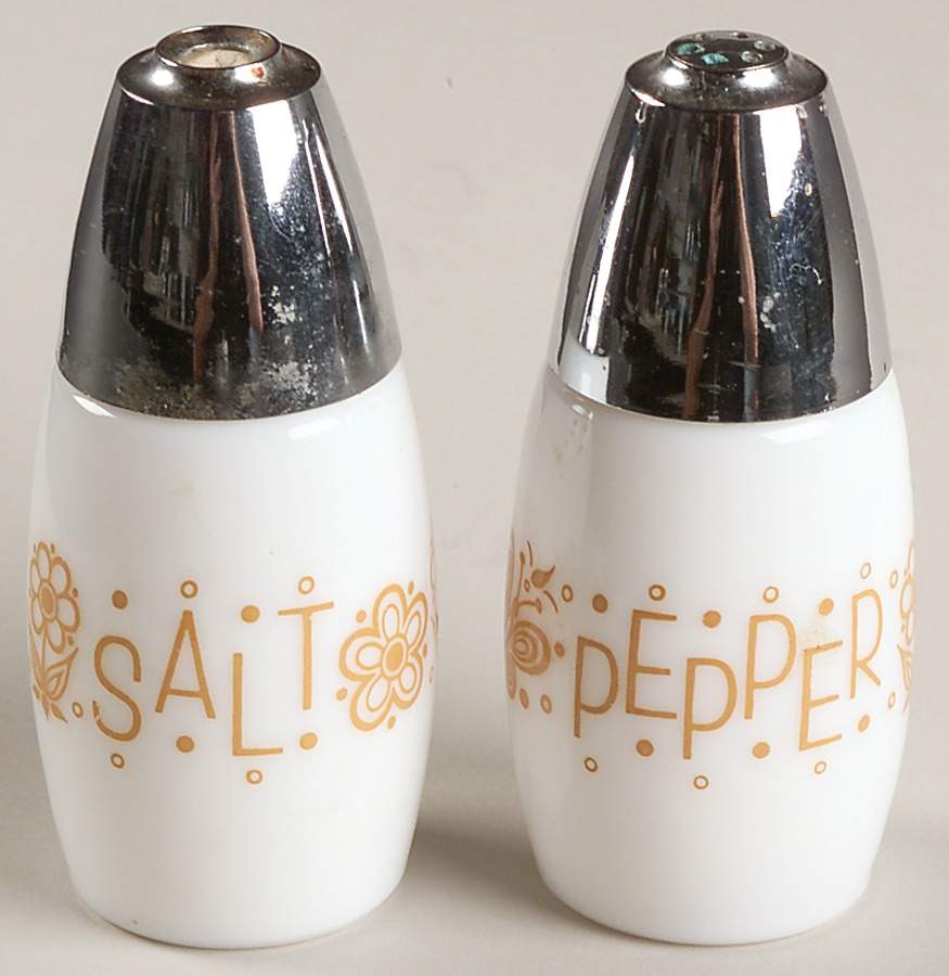 Butterfly Gold (Corelle) Salt & Pepper w/Metal Lids by Corning Corelle-1