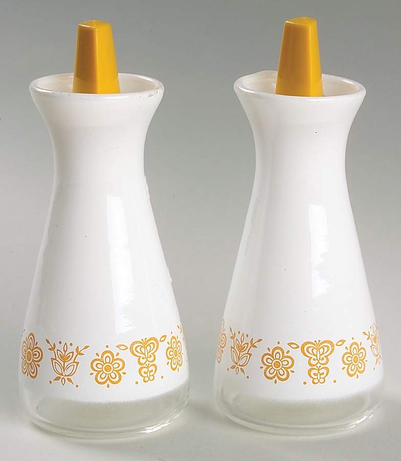 Butterfly Gold (Corelle) Glassware Salt and Pepper Set by Corning Corelle-1