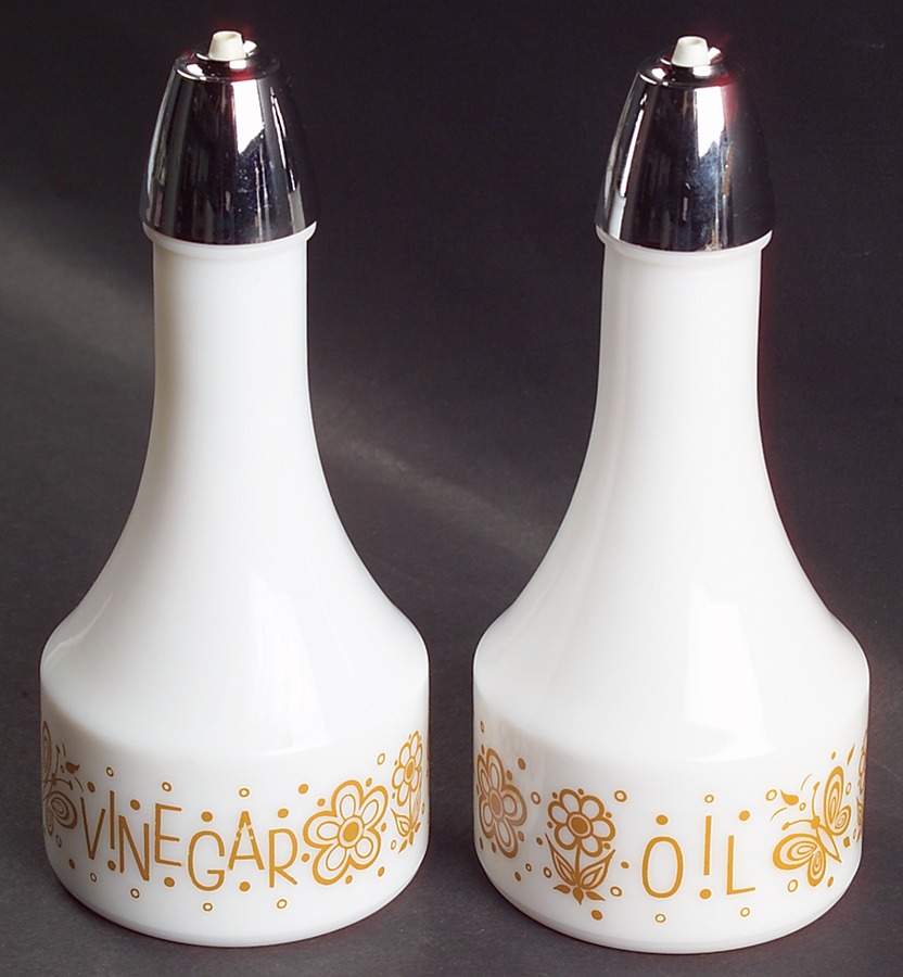 Butterfly Gold (Corelle) Oil and Vinegar Shakers with Plastic Lids by Corning Corelle-1