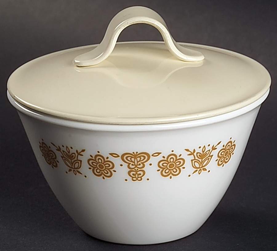 Butterfly Gold (Corelle) Sugar Bowl & Lid by Corning Corelle-1