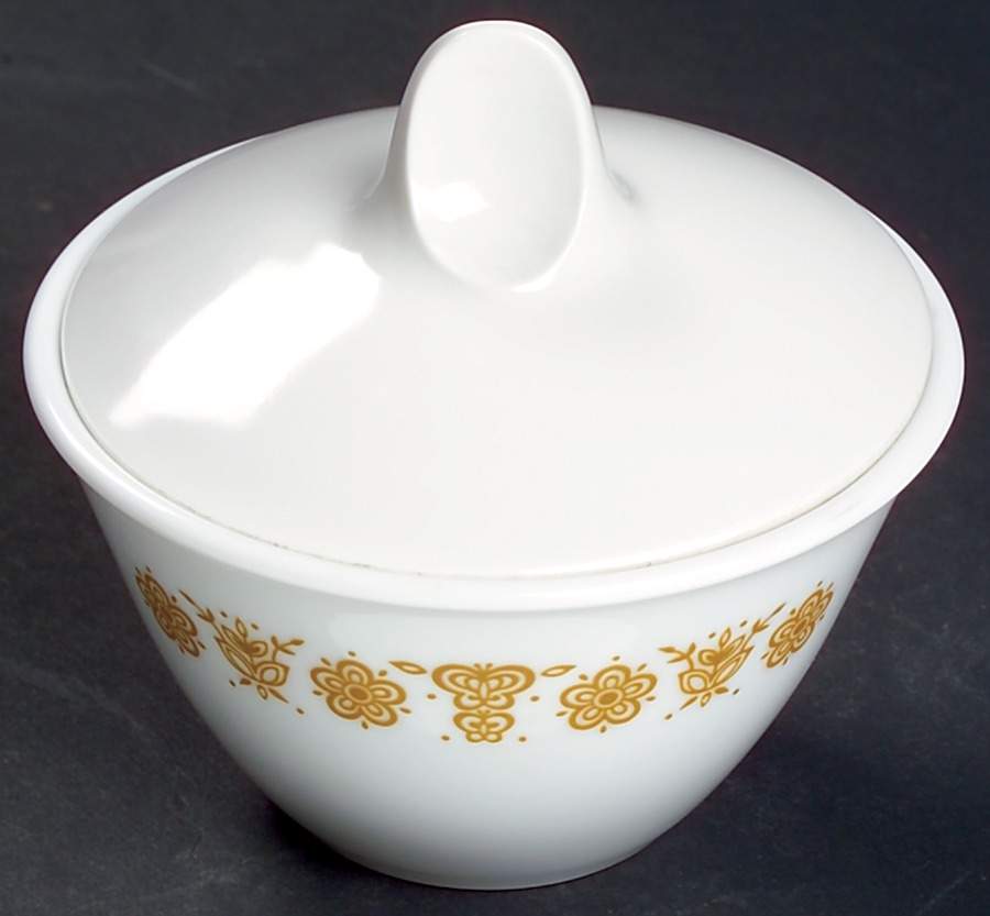 Butterfly Gold (Corelle) Sugar Bowl & Lid by Corning Corelle-1