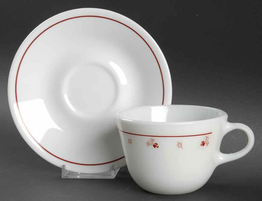 Burgundy (Corelle) Flat Cup & Saucer Set by Corning Corelle-1