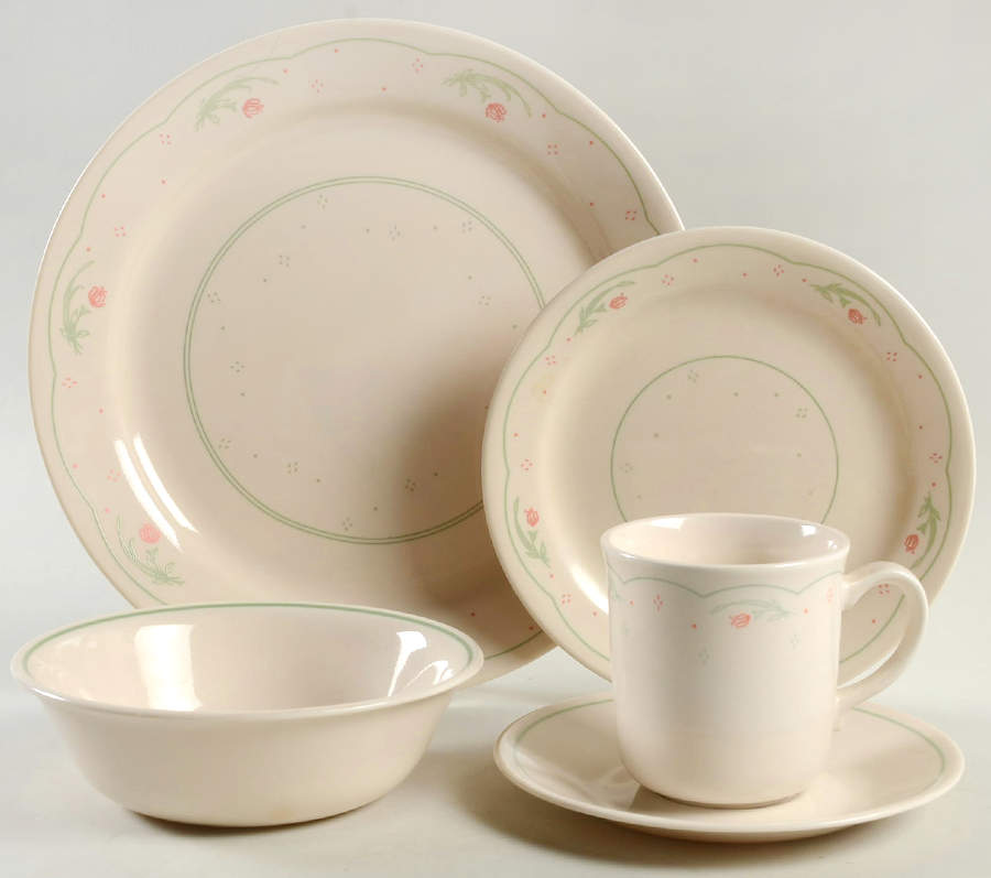 Calico Rose (Corelle) 5 Piece Place Setting by Corning Corelle-1