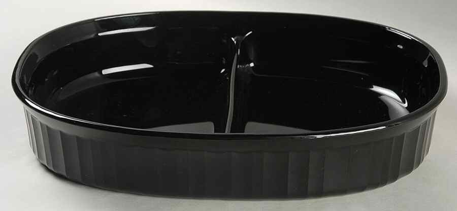 Classic Black 1.5 Qt Oval Covered Divided Casserole No Lid by Corning Corelle-1