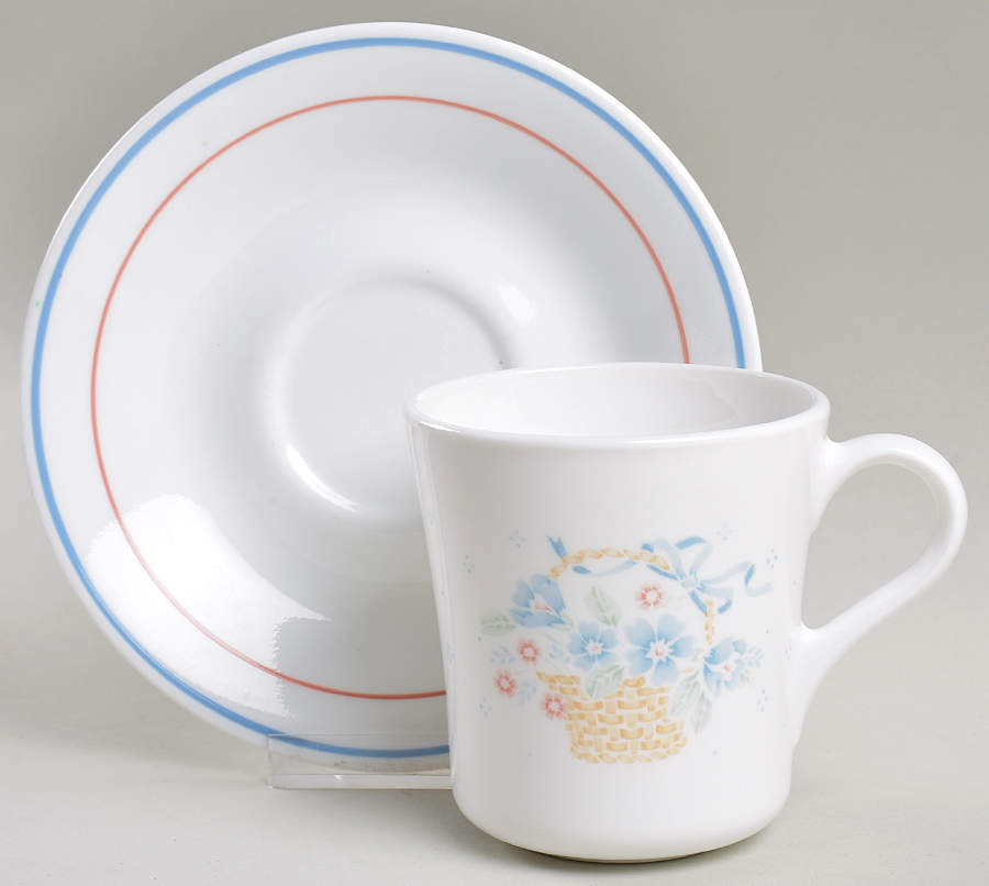 Country Cornflower Flat Cup & Saucer Set by Corning Corelle-1