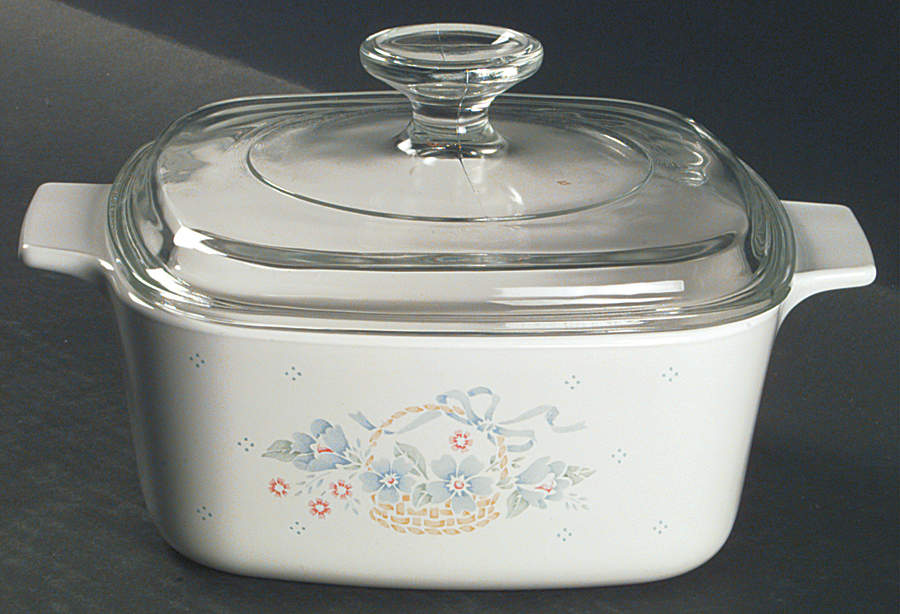 Country Cornflower 1.5 Quart Square Casserole with Lid by Corning Corelle-1