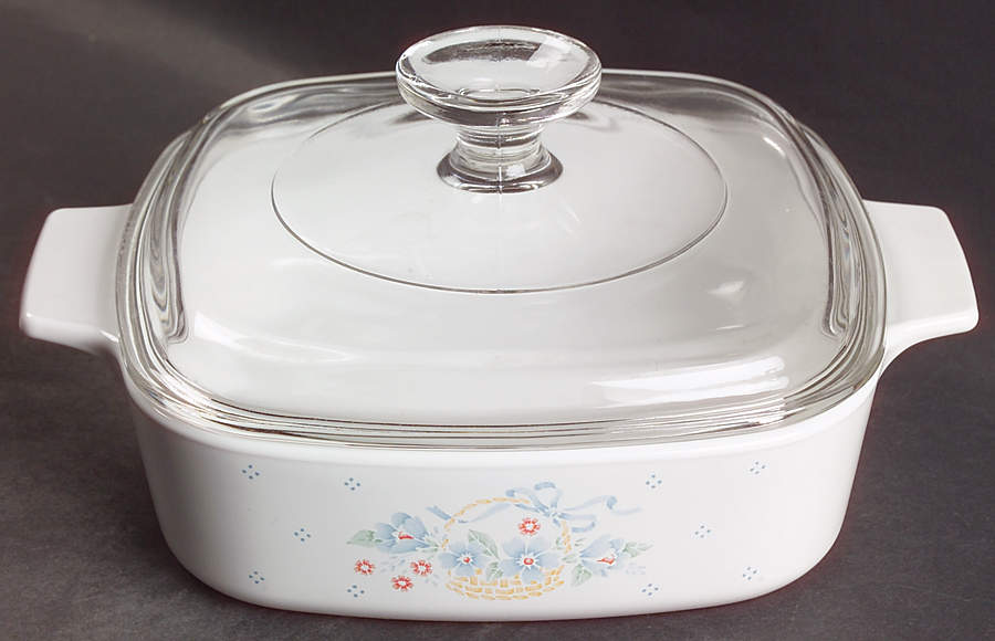 Country Cornflower 1 Qt Square Casserole w/Glass or Plastic Lid by Corning Corelle-1