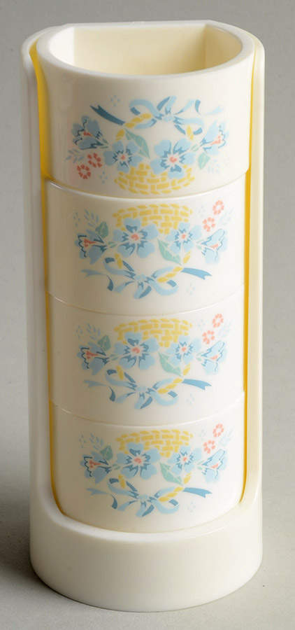 Country Cornflower Plastic Napkin Ring - Set of 4 & Tray by Corning Corelle-1