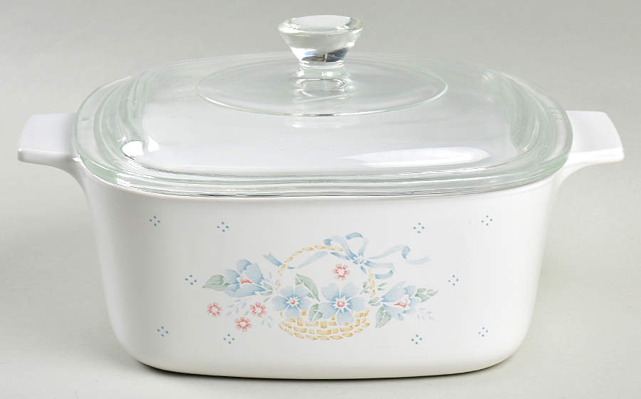Country Cornflower 1.5 Quart Square Casserole with Lid by Corning Corelle-1