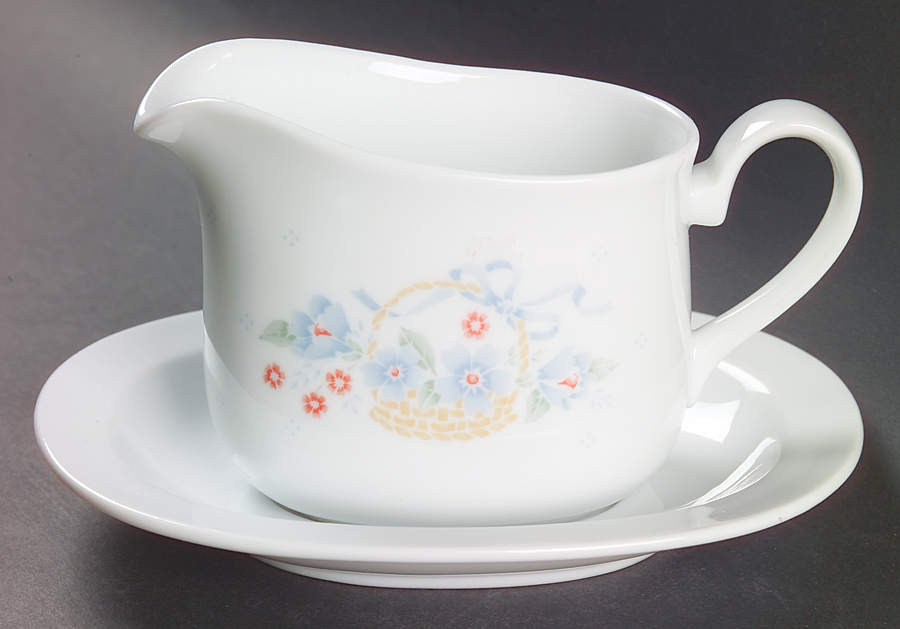 Country Cornflower Gravy Boat & Underplate by Corning Corelle-1