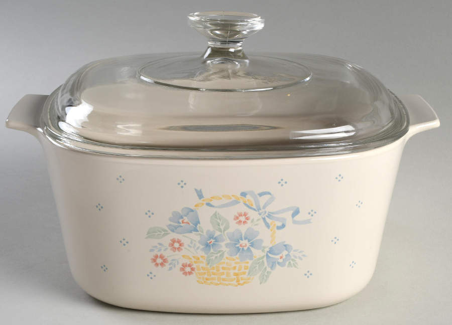 Country Cornflower 3 Quart Square Casserole with Lid by Corning Corelle-1