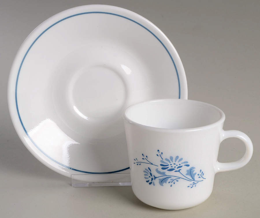 Colonial Mist Flat Cup & Saucer Set by Corning Corelle-1