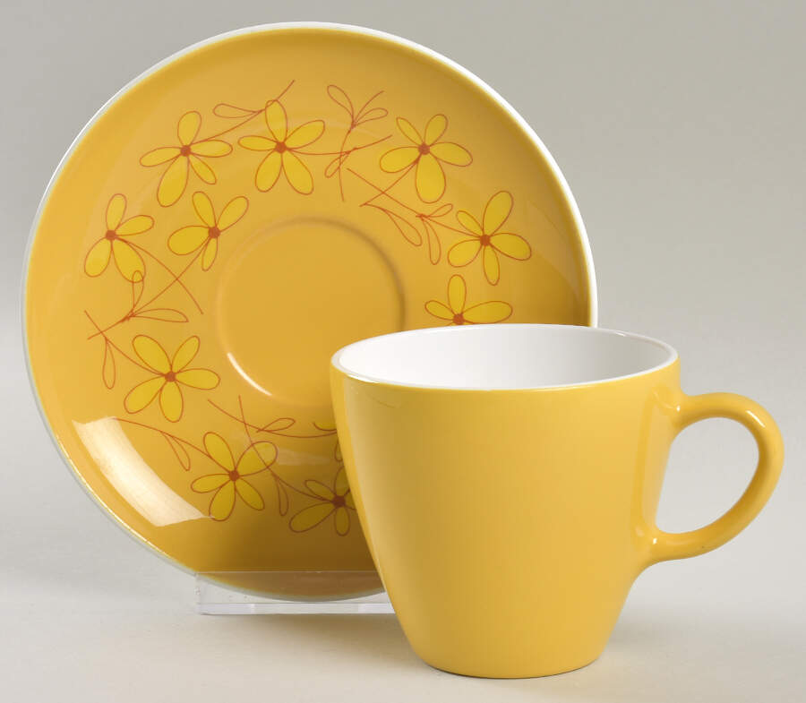 Coordinates Yellow Flat Cup & Saucer Set by Corning Corelle-1