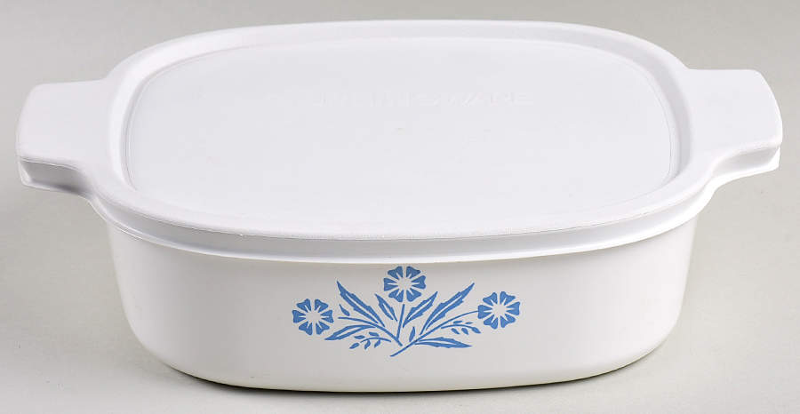 Cornflower Blue 2 Quart Square Casserole with Lid by Corning Corelle-1