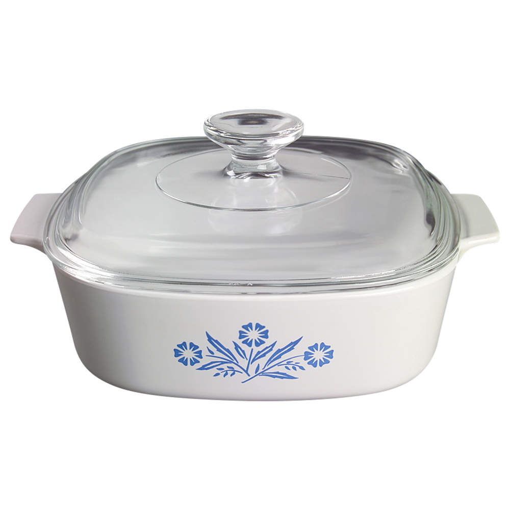 Cornflower Blue 2 Quart Square Casserole with Lid by Corning Corelle-1