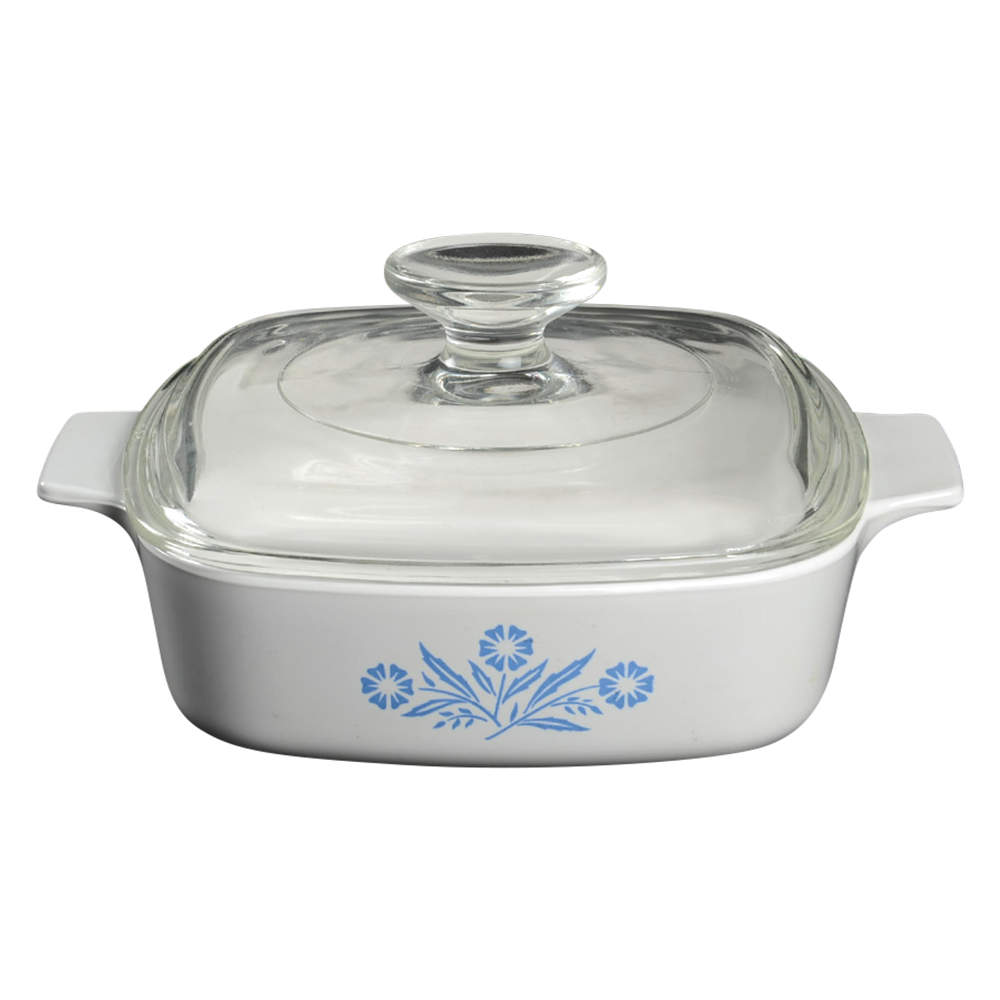 Cornflower Blue 1 Quart Square Casserole with Lid by Corning Corelle-1