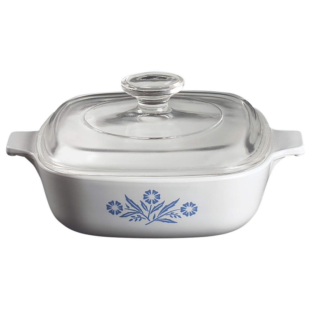 Cornflower Blue 1 Quart Square Casserole with Lid by Corning Corelle-1