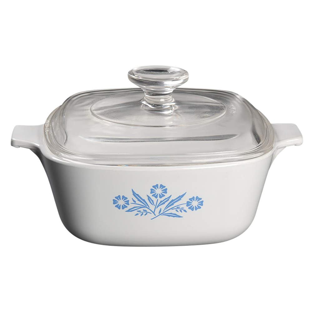 Cornflower Blue 1.5 Quart Square Casserole with Lid by Corning Corelle-1