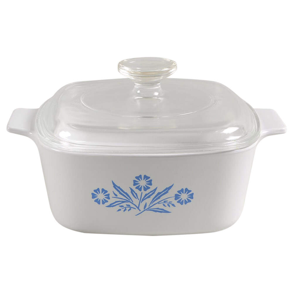 Cornflower Blue 1.5 Quart Square Casserole with Lid by Corning Corelle-1