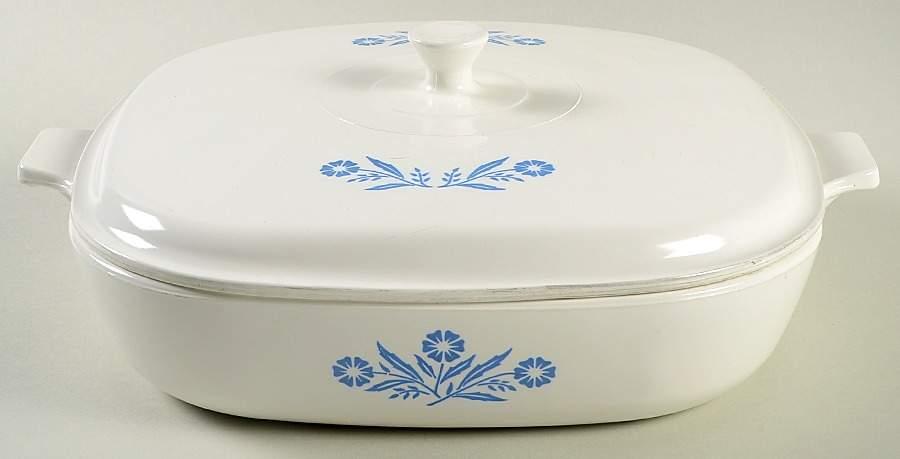 Cornflower Blue 2 Quart Square Casserole with Ceramic Lid by Corning Corelle-1